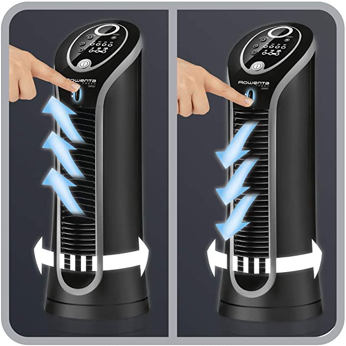 ROWENTA Fresh Compact Tower Fan VU6211U2 - Blemished Package with Full Warranty - Perfect for Home, Office & Bedroom Cooling