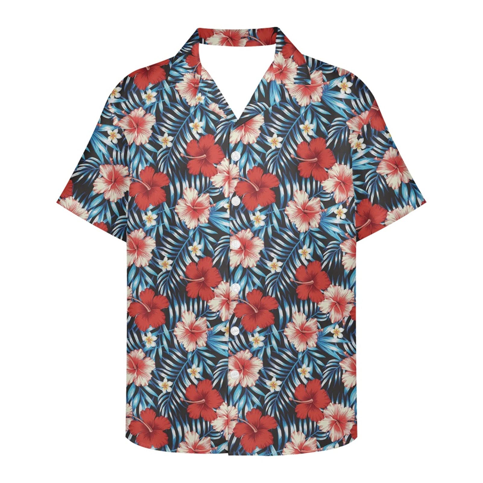 Frestree Men's Hawaiian Shirt - Short Sleeve Button Down Dress Shirt with Work Collar, Quick Dry & Breathable for Summer, Beach Vacation, Party & Casual Wear