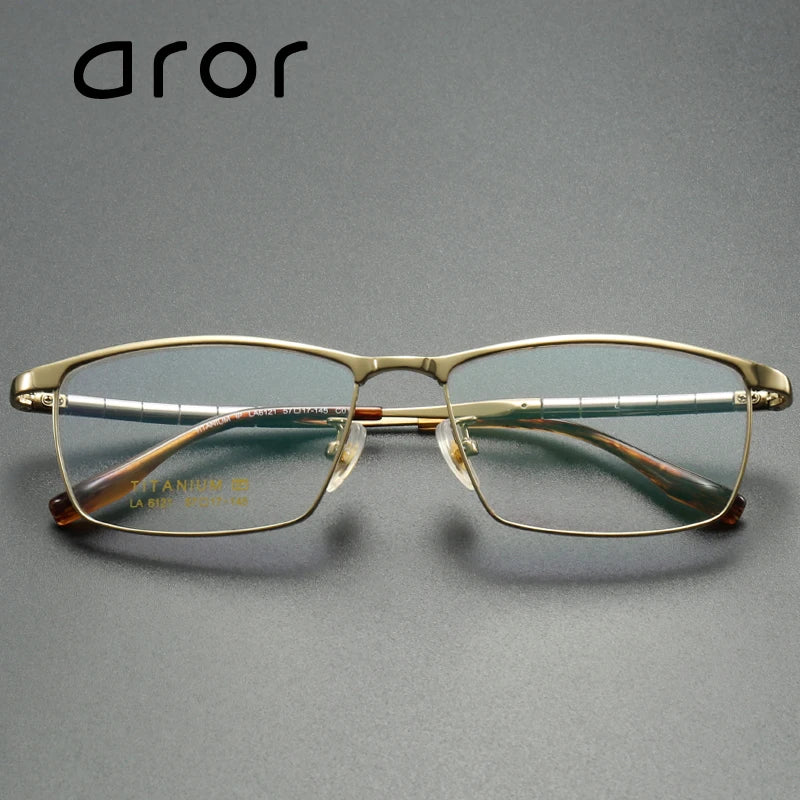 Stylish Aror Men's Full Rim Big Square Titanium Eyeglasses Frame 61214 - Lightweight & Durable for Work, Reading & Everyday Wear