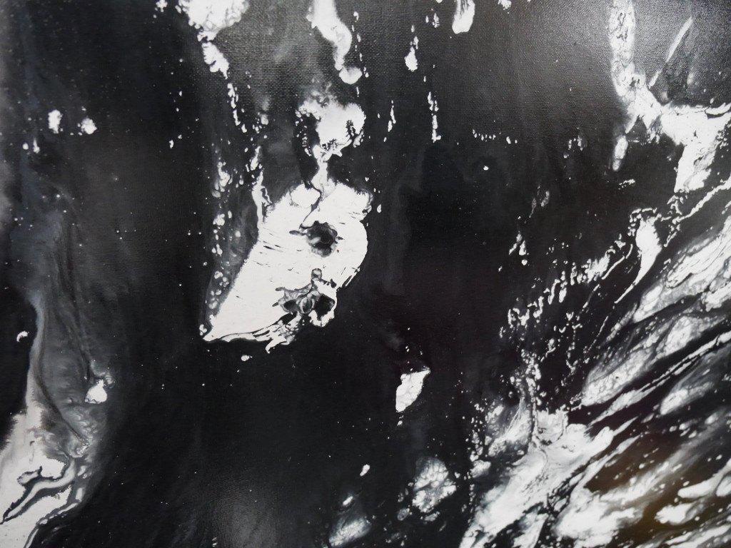 Black and White Abstract Marble Painting - 190cm x 100cm Modern Canvas Wall Art for Living Room, Bedroom & Office Decor