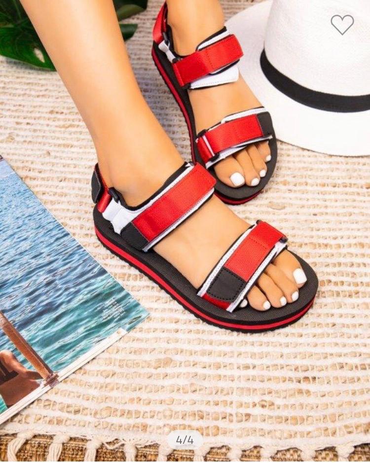 Suzanna Women's Red Sandals - Comfortable Casual Summer Shoes for Beach, Walking & Outdoor Activities
