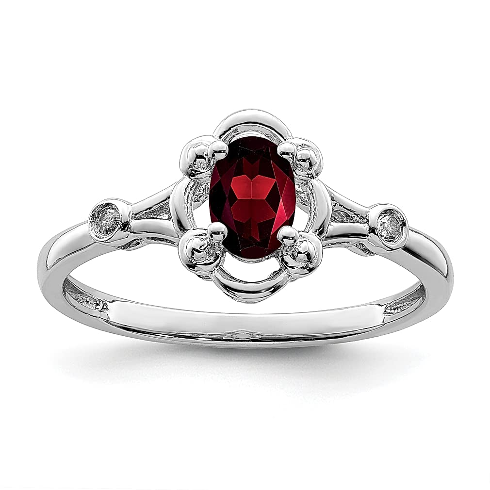 925 Sterling Silver Garnet & Diamond Ring - January Birthstone Jewelry for Women | Elegant Gemstone Gift for Her | Perfect for Anniversaries, Valentine's Day & Special Occasions