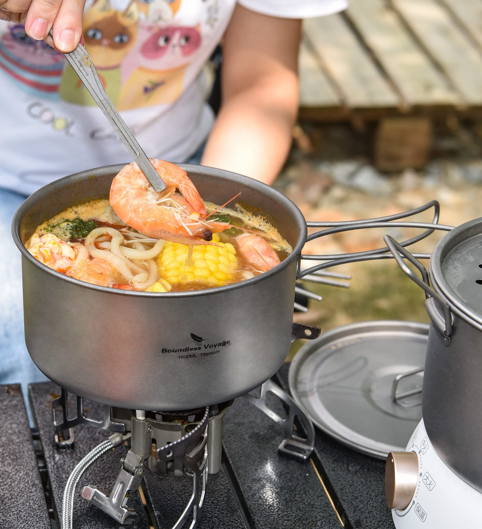 Lightweight Titanium Camping Cookware Set - Portable Outdoor Cooking Pot for Hiking, Backpacking & Travel | Durable & Compact for 1-5 People | Perfect for Campfire Meals, Backcountry Adventures & RV Trips