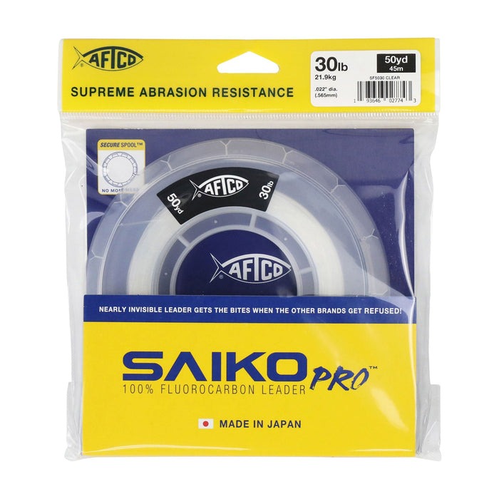 AFTCO Saiko Pro 100% Fluorocarbon Fishing Leader Line - Premium Saltwater & Freshwater Use - Buy 2 Get 1 Free - Ideal for Bass, Trout, and Offshore Fishing
