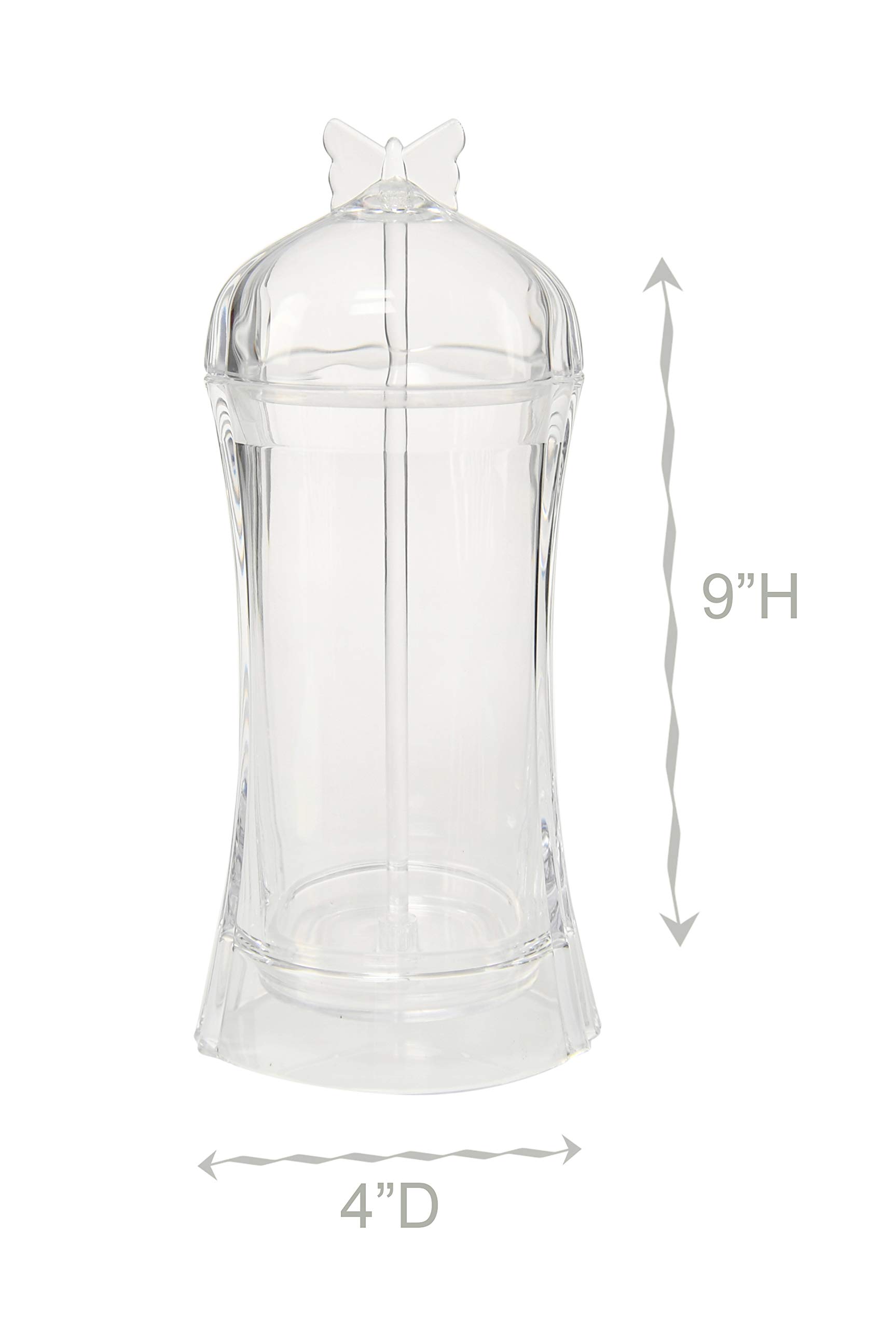 Butterfly Acrylic Makeup Brush Holder - Cosmetic Brush Organizer for Bathroom Vanity & Makeup Table - Clear Apothecary Jar for Brushes, Pens & Utensils - Perfect for Home, Salon & Travel Organization