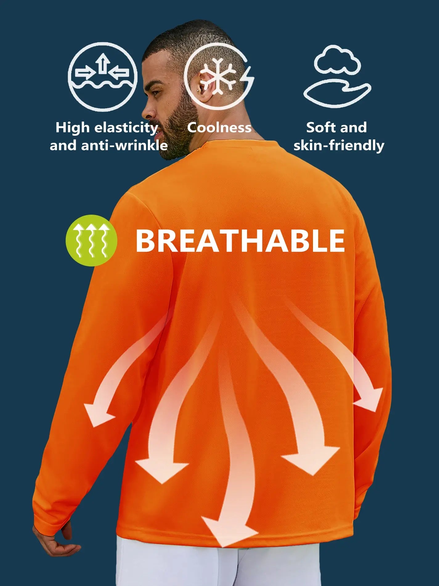 5 Pack Men's Long Sleeve T-Shirts - Soft Cotton Crew Neck Casual Shirts for Everyday Wear | Office, Gym, Travel & Outdoor Activities