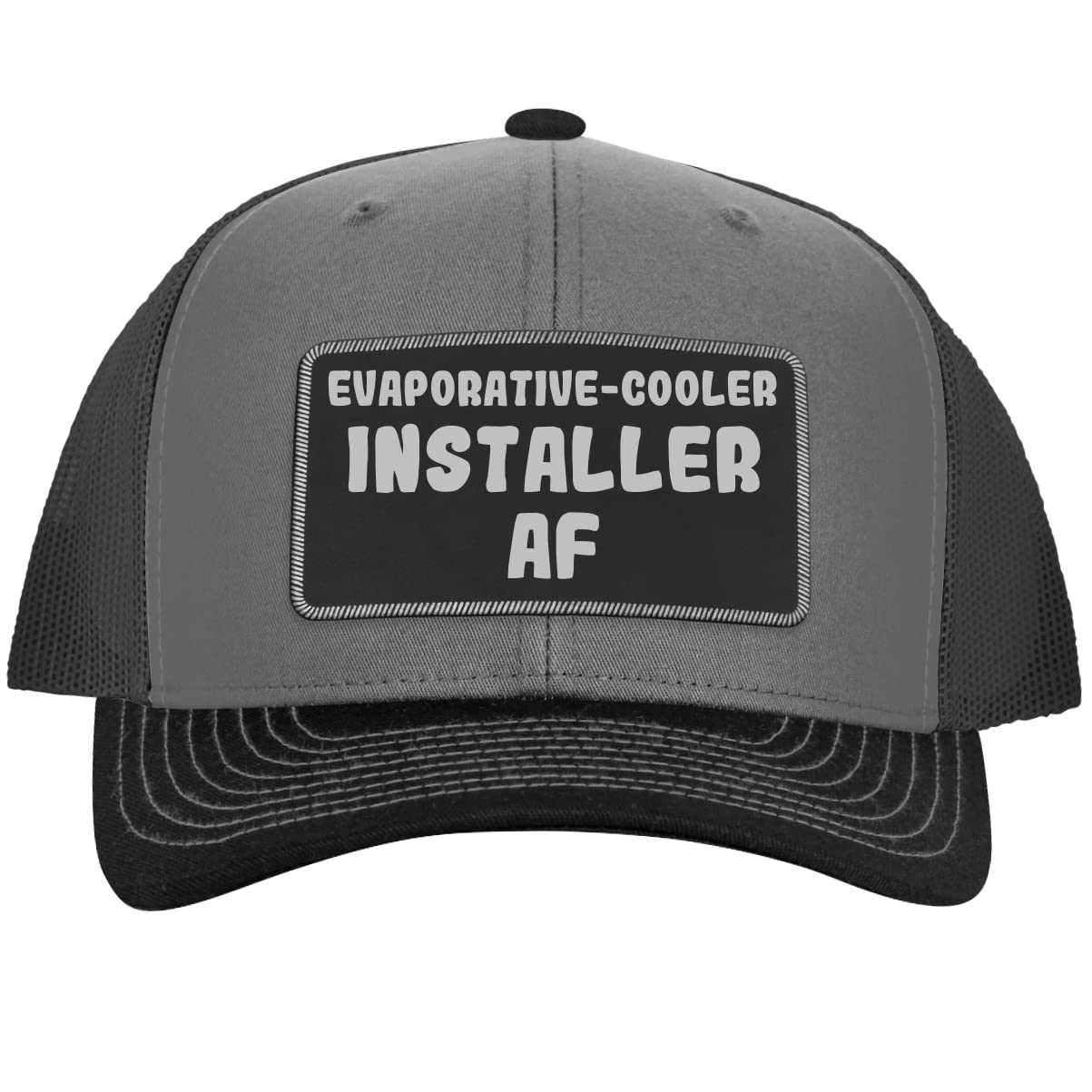Evaporative Cooler Installer AF - Black Leather Embroidered Trucker Hat for Outdoor Work & Sun Protection