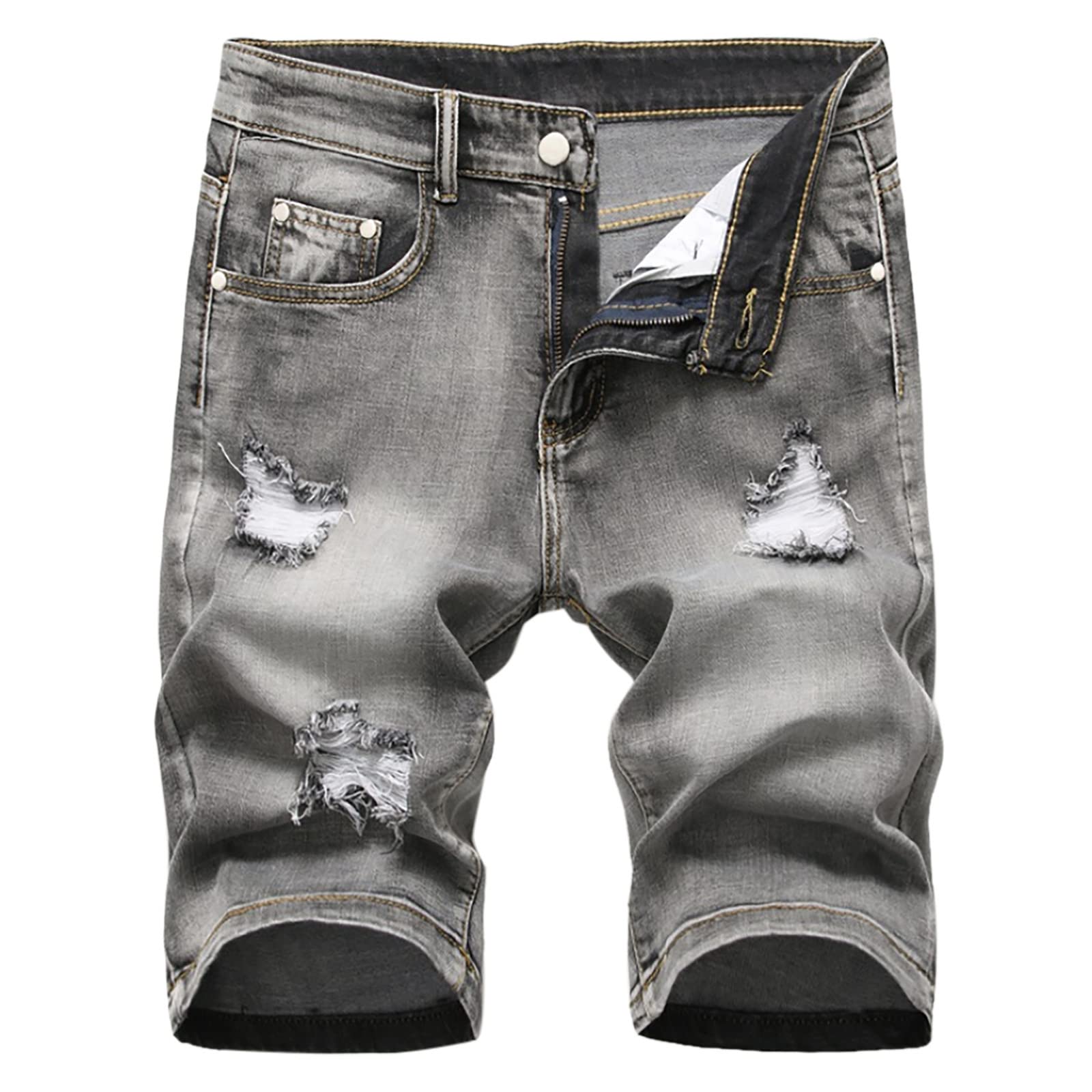 Zainafacai Men's Ripped Denim Shorts - Distressed Casual Jean Shorts for Summer with Pockets | Plus Size Comfortable Short Pants for Outdoor Activities, Beach & Streetwear Fashion