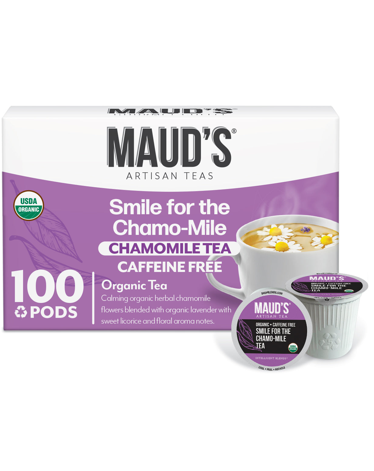 Organic Chamomile Lavender Tea Pods by Maud's - Relaxing Herbal Tea for Stress Relief & Better Sleep - Perfect for Evening Relaxation & Meditation