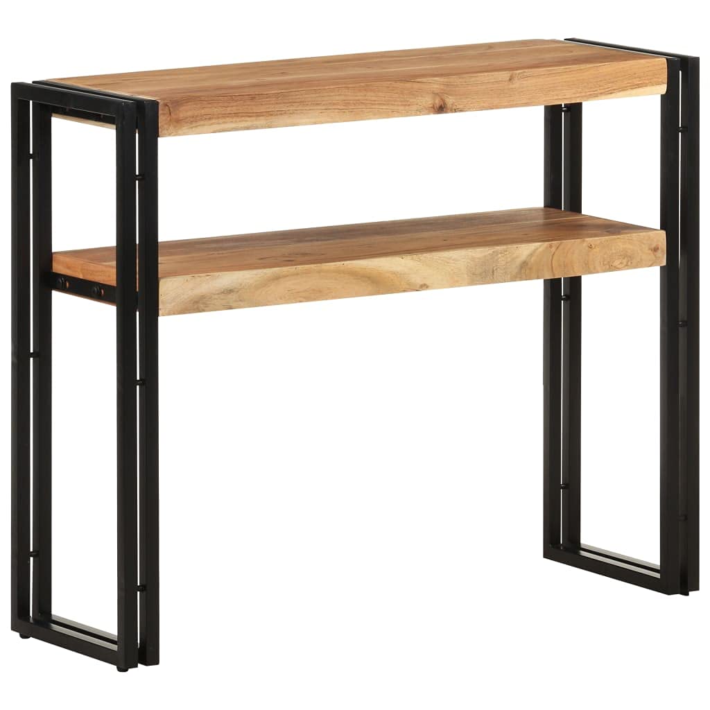 Farmhouse Console Table with Bottom Shelves - Acacia Wood Side Table, End Table, or Nightstand for Living Room & Bedroom - Rustic Brown Accent Furniture for Entryway, Hallway, or Dining Room Decor
