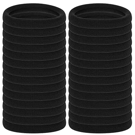 30 Pcs Thick Black Hair Ties - Large Elastic Hair Bands for Thick, Heavy & Curly Hair - Bulk Ponytail Holders for Women & Girls - Perfect for Workouts, Yoga, Sports & Everyday Use
