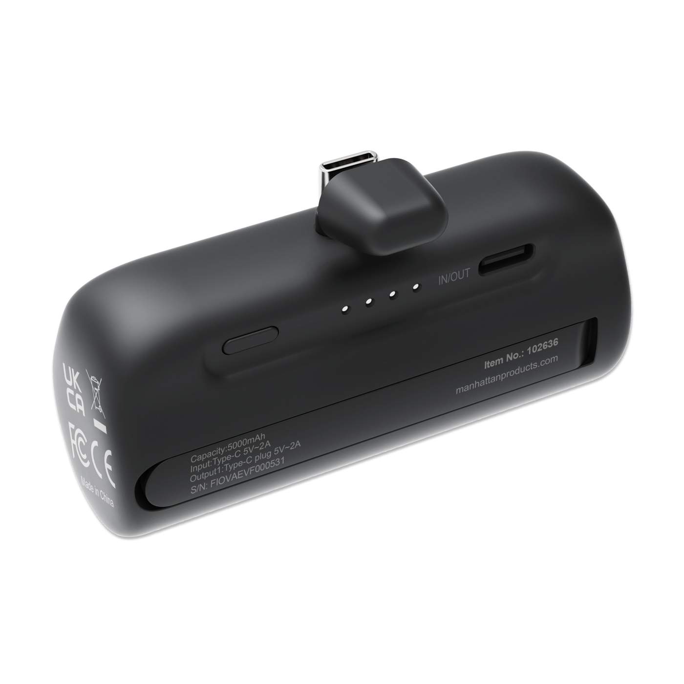 Portable 5000mAh Nano Power Bank with Built-in USB-C Plug & 10W Fast Charging - Perfect for Travel, Camping, and Emergency Phone Charging