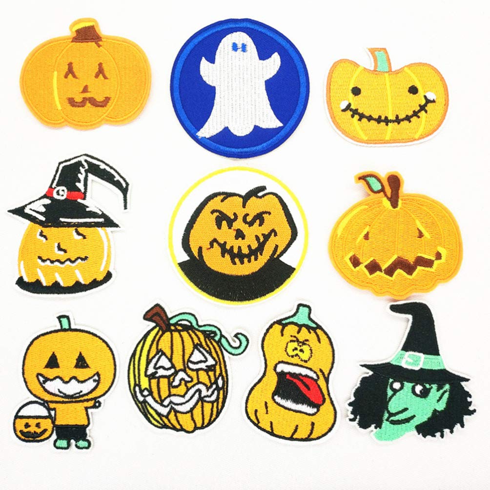 Healifty 10pcs Halloween Embroidered Patches - Felt Pirate, Pumpkin & Ghost Appliques for DIY Crafts, Clothing & Bag Decorations | Perfect for Costumes, Jackets, Backpacks & Halloween Party Favors