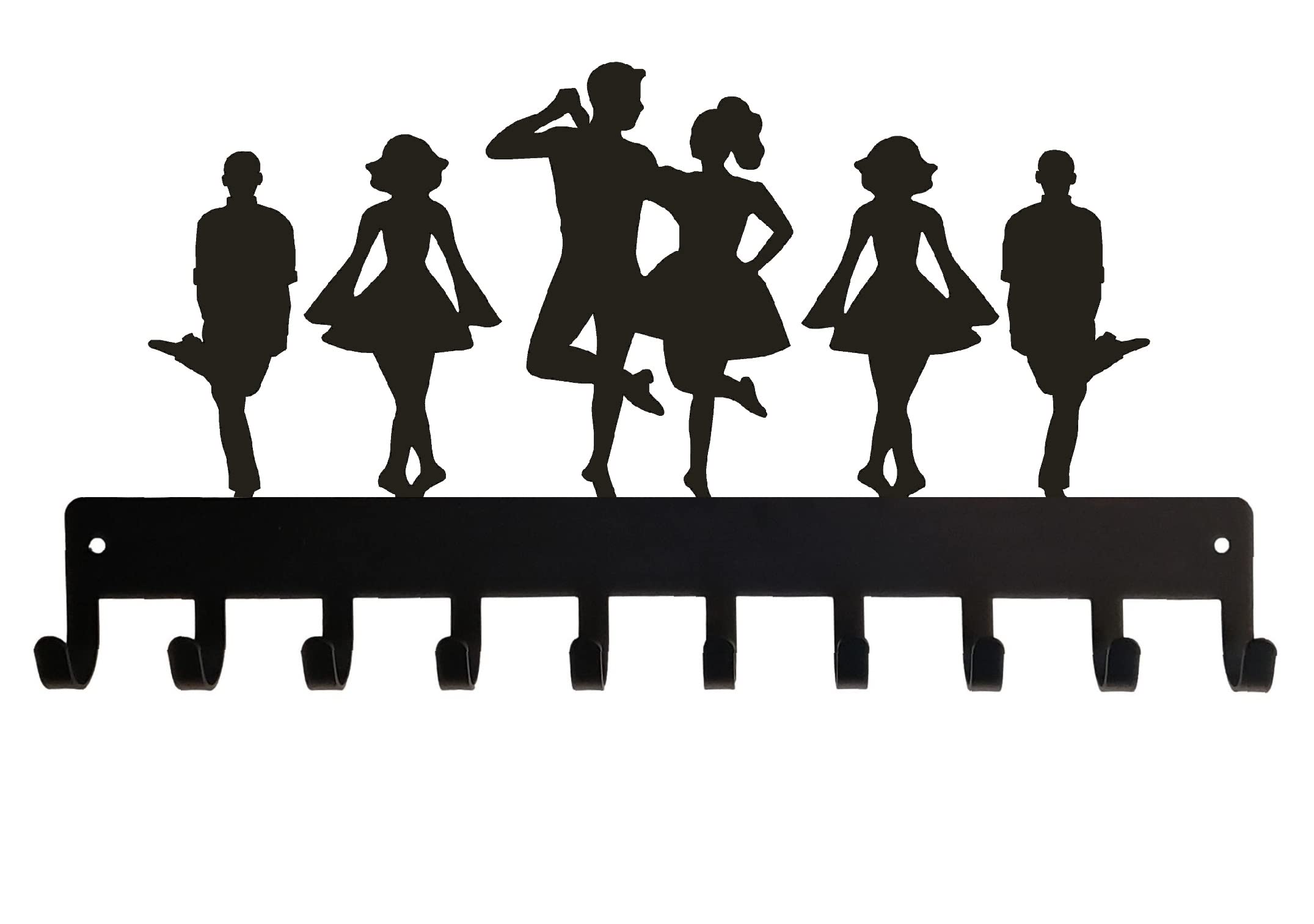 Irish Dance Troupe with Couple - 14.5 Inch Sports Medal Hanger Display with 10 Hooks - Made in USA - Perfect for Dance Awards, Competition Trophies, and Gymnastics Ribbons - Ideal for Home, Studio, or Gym Decor