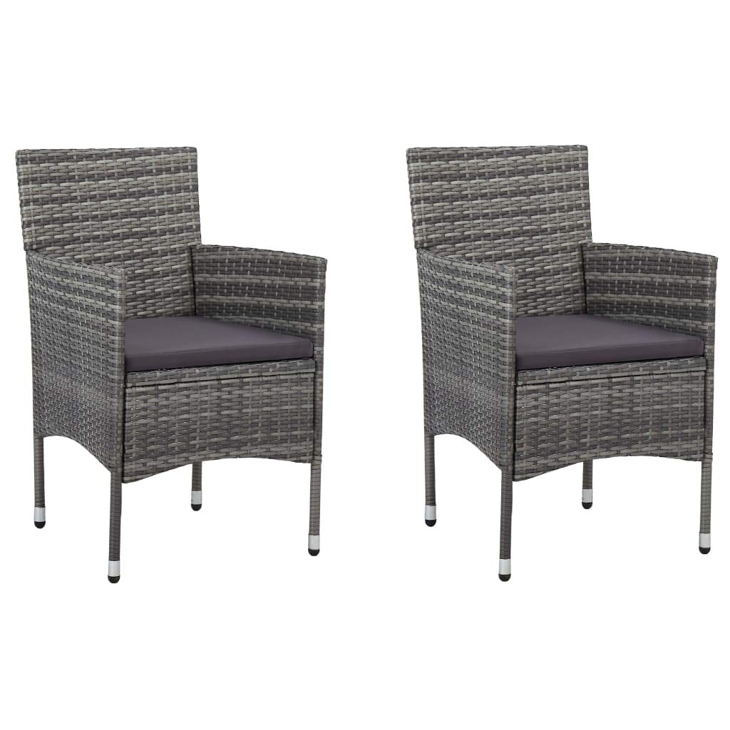 2-Pack Gray Poly Rattan Garden Chairs for Outdoors - Durable Lawn & Patio Chairs for Gardening, Dining, and Relaxing - Perfect for Backyard, Poolside, and Outdoor Entertaining