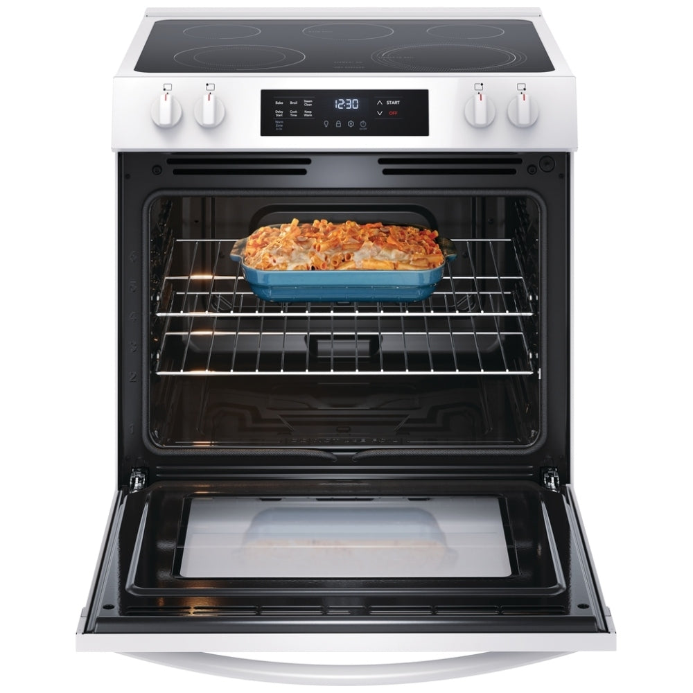 Frigidaire FCFE306CAW 30-Inch White Front Control Electric Range - Perfect for Modern Kitchens, Baking & Family Cooking
