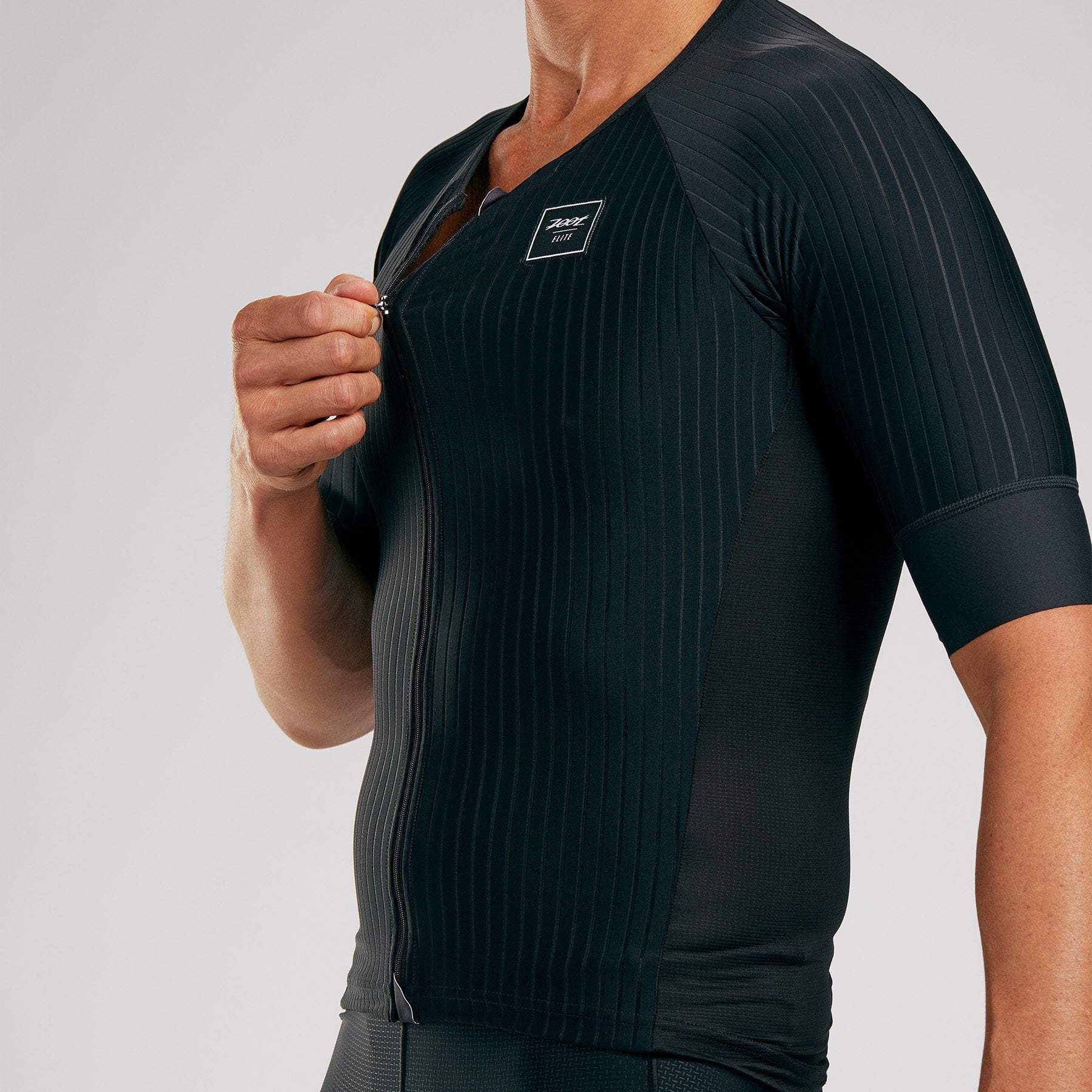Men's Elite Tri Aero Cycling Jersey - Black - Performance Bike Shirt for Triathlon & Road Racing
