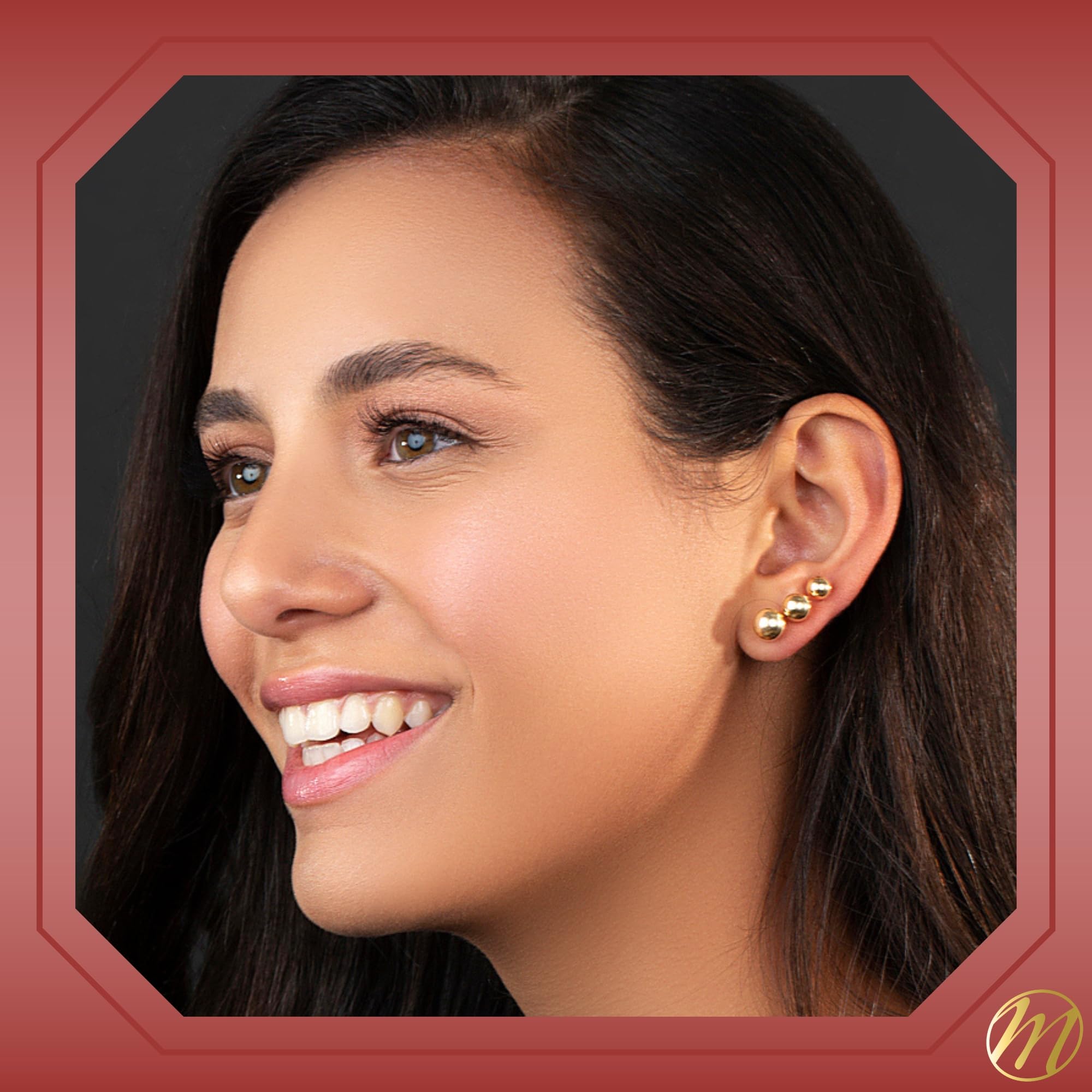 10K & 14K Gold Ball Stud Earrings for Women - Hypoallergenic Nickel Free Jewelry in White, Yellow & Rose Gold (5mm-12mm) | Perfect for Everyday Wear, Gifts & Special Occasions