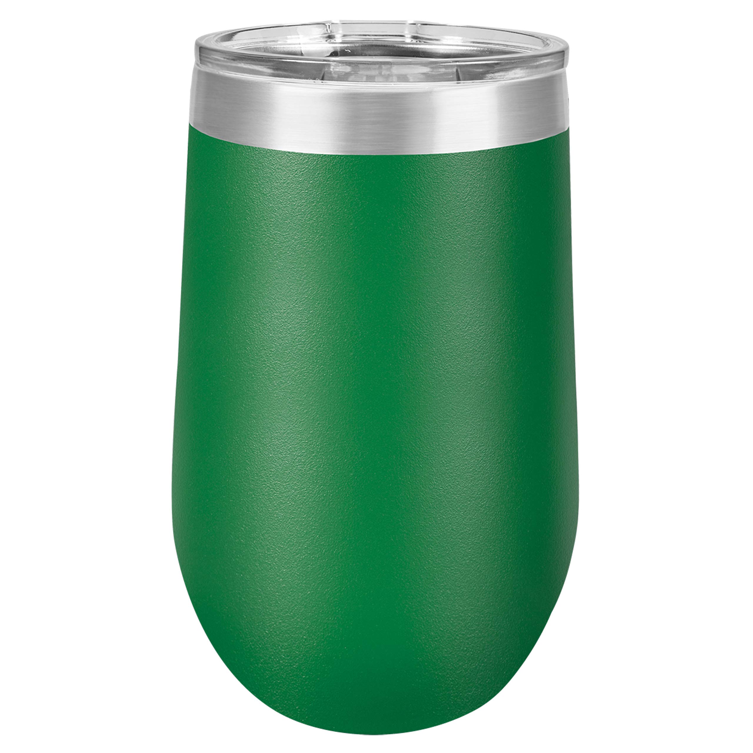 Clear Water Home Goods - 24-Pack 16 oz Stainless Steel Wine Tumblers with Lids, Vacuum Insulated Double Wall Stemless Cups, 18/8 Powder Coated in Green - Perfect for Outdoor Picnics, Parties, and Everyday Use