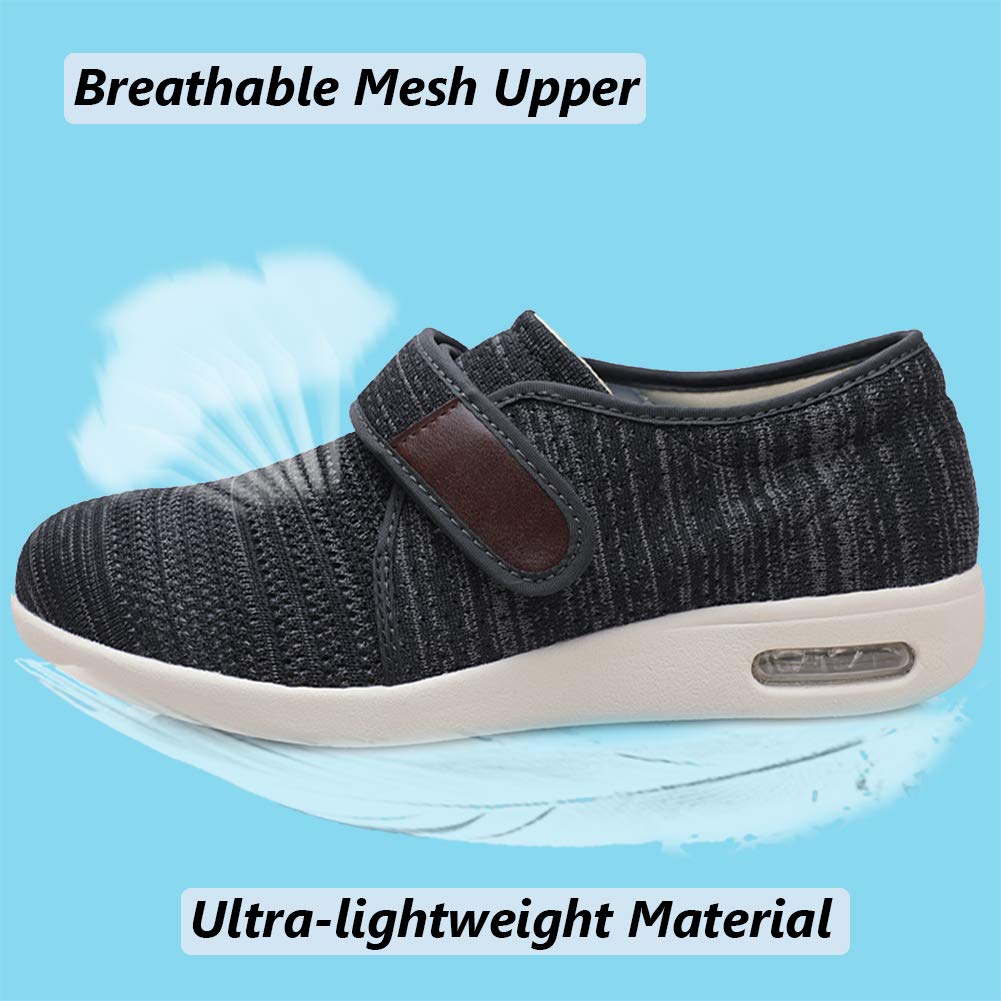 W&LESVAGO Men's Diabetic Shoes with Adjustable Closures - Lightweight Non-Slip Wide Width Walking Shoes for Elderly, Edema, Plantar Fasciitis & Arthritis - Comfortable Footwear for Swollen Feet Relief - Perfect for Daily Walking, Nursing & Medical Use