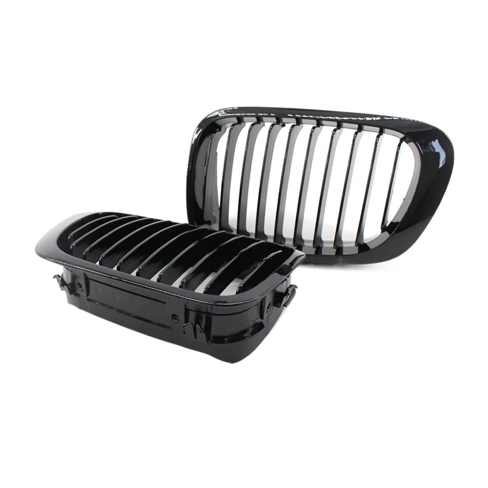 XLAQ Gloss Black Front Bumper Kidney Grille for BMW 3 Series E46 2/4 Door 1998-2001 - 1 Slat Racing Style Grilles Pair - Exterior Car Accessories for Enhanced Sporty Look & Vehicle Protection