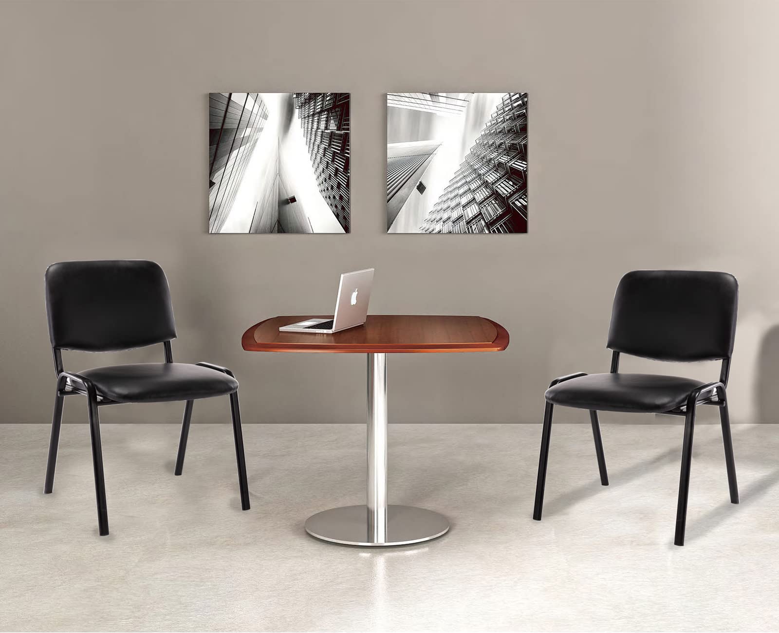 10 Pack Stackable PU Leather Waiting Room Chairs - Black Conference & Office Guest Chairs Set for Reception, Lobby, Breakroom, Church, School, Events, Hotel & Hall - Space-Saving Seating Solution for High-Traffic Areas