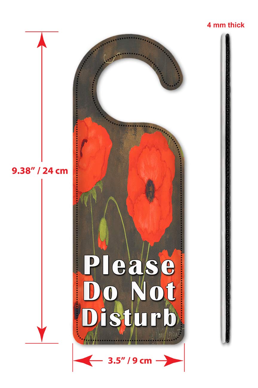Elegant Do Not Disturb Door Hanger Sign with Poppy Art - Perfect for Hotels, Bedrooms & Privacy (Art Plates)