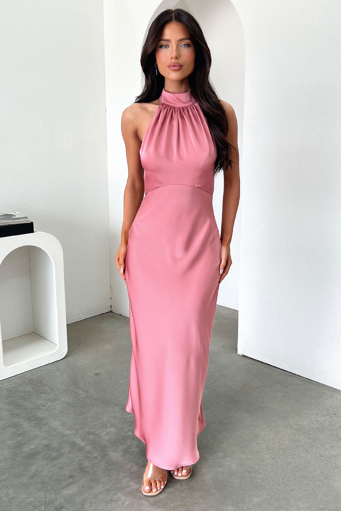 Elegant Daphne Dress in Rose Pink - Perfect for Weddings, Parties & Special Occasions | Flowy Women's Midi Dress
