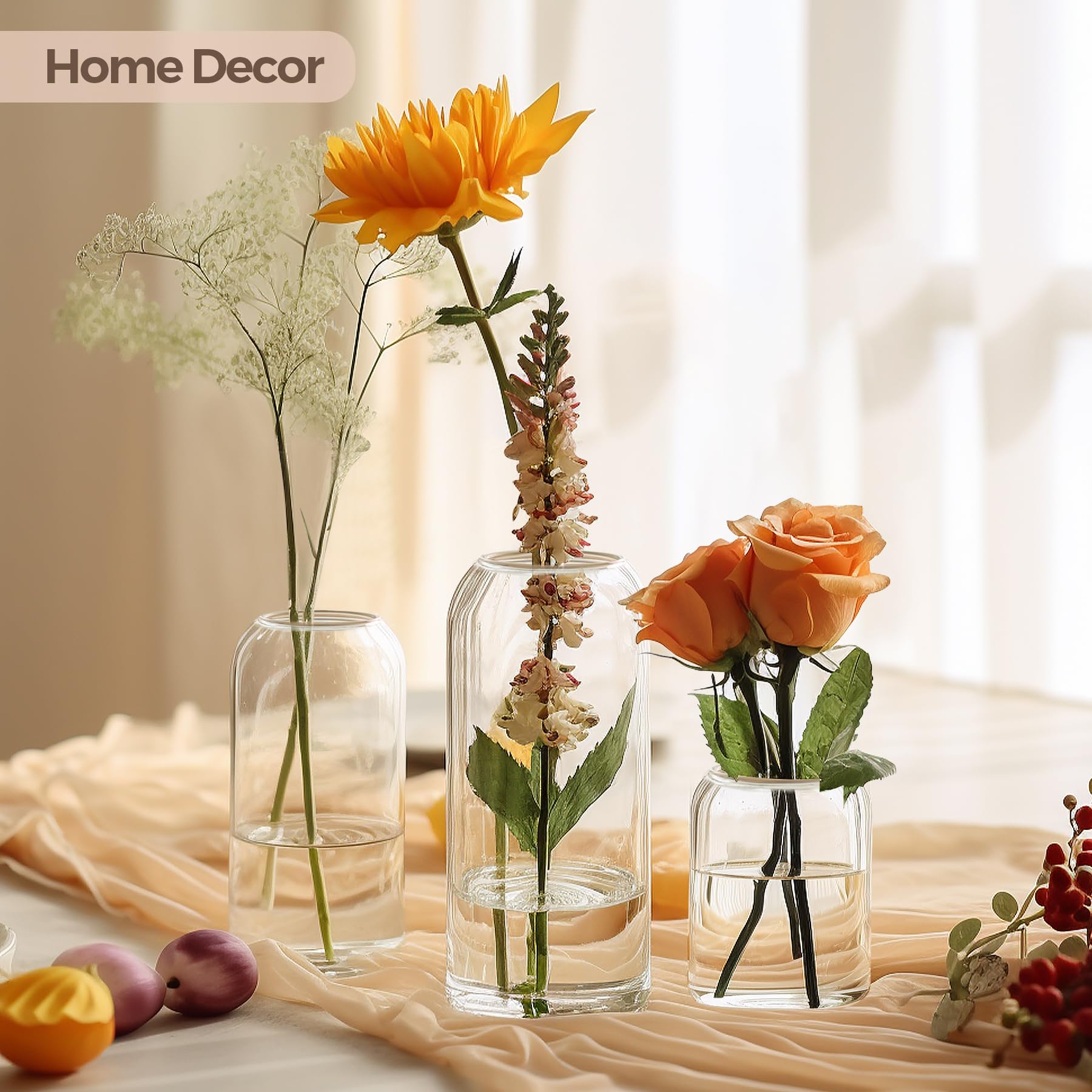 12 Pack Small Glass Flower Vases - Clear Bud Vases Bulk Set for Home Decor, Wedding Centerpieces, Bathroom & Table Decorations - Perfect for Housewarming, Valentine's Day, Mother's Day & Thanksgiving Gifts