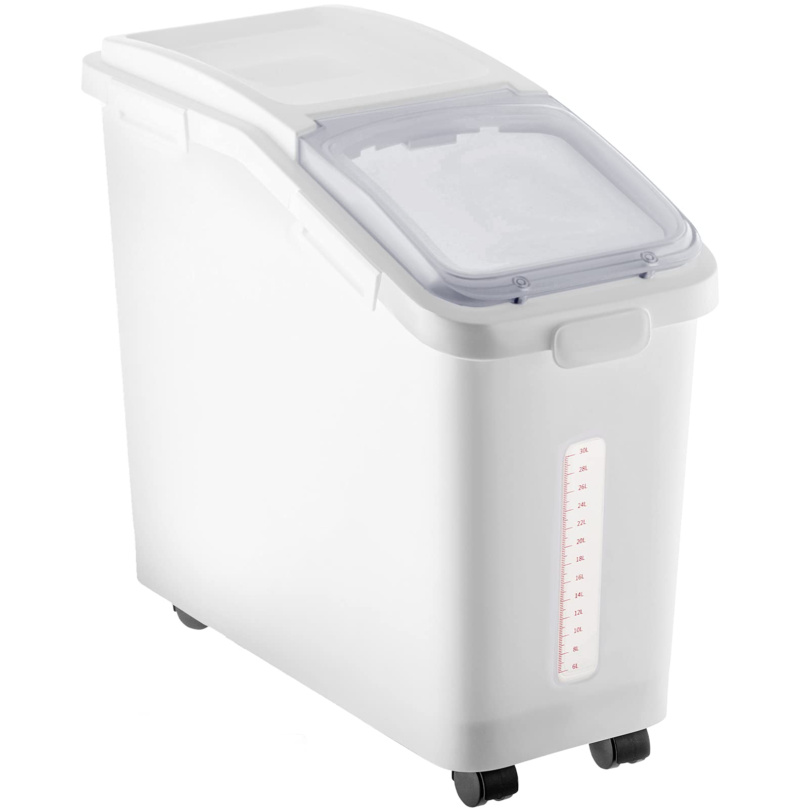 VEVOR 11.4 Gallon Commercial Ingredient Storage Bin with Lid & Scoop - 280 Cup Capacity Flour & Rice Container on Wheels - White Kitchen Organization for Bakeries, Restaurants & Bulk Food Storage