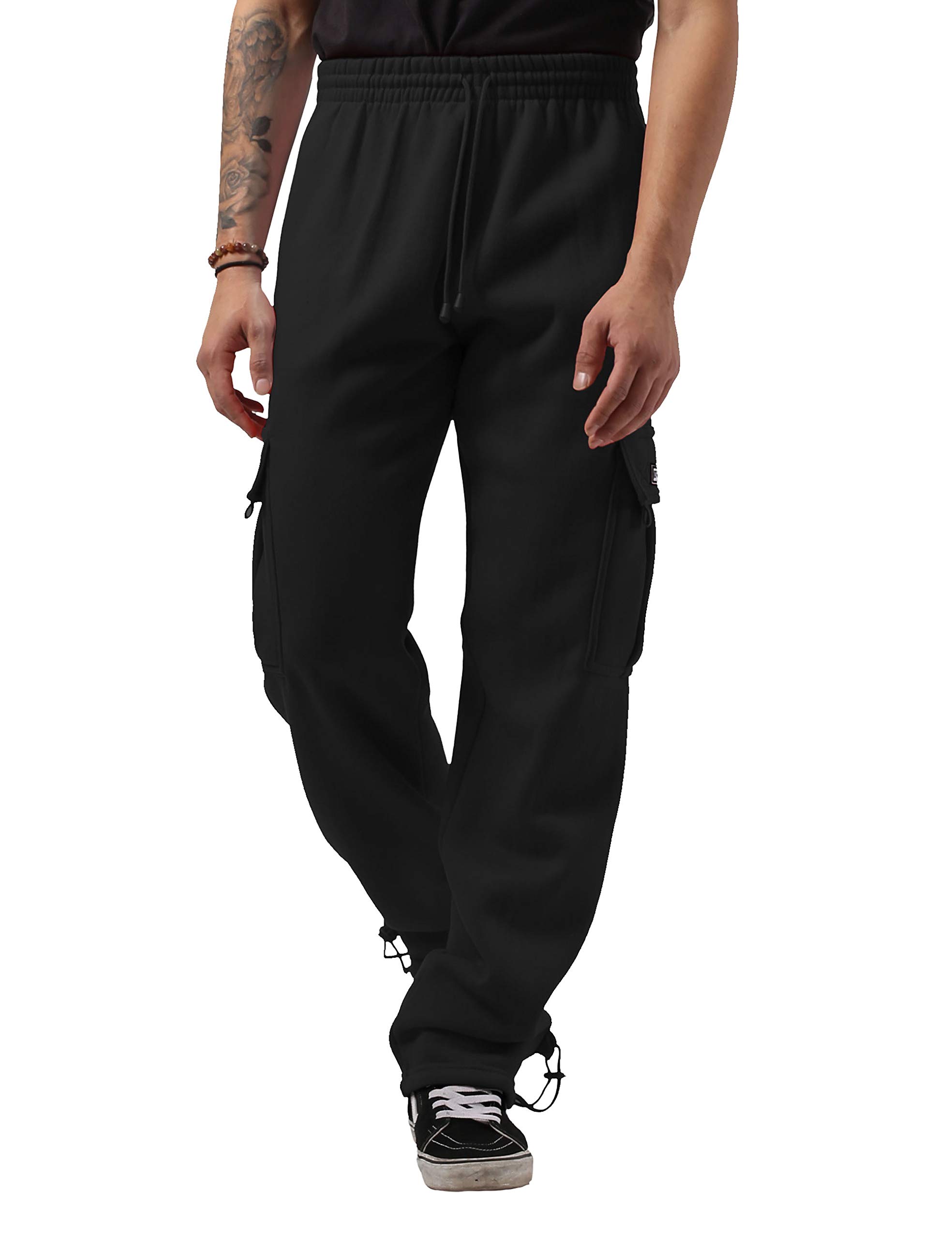 Men's Heavyweight Fleece Cargo Sweatpants - Workout, Gym, Jogging & Casual Wear - Comfortable Athletic Pants for Training, Running & Lounge