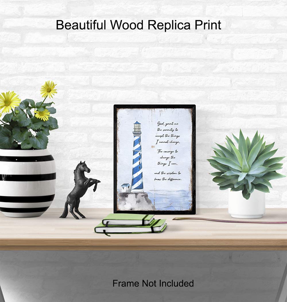 12 Steps and 12 Traditions Wall Art - Serenity Prayer Decor - Lighthouse Picture - AA Sobriety Gift - Alcoholics Anonymous Recovery Decorations - Perfect for Home, Office & AA Meeting Rooms