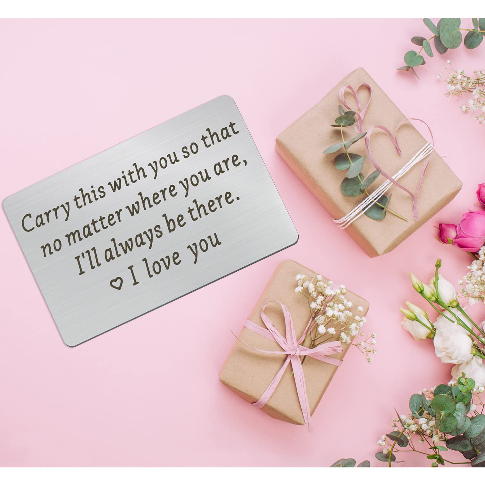 Engraved Metal Wallet Insert Card - Personalized Anniversary, Valentine's Day & Birthday Gift for Husband, Boyfriend, Fiance | Thoughtful Men's Gift for Wedding, Couples & Special Occasions | Perfect for Everyday Carry, Travel & Keepsake Memories