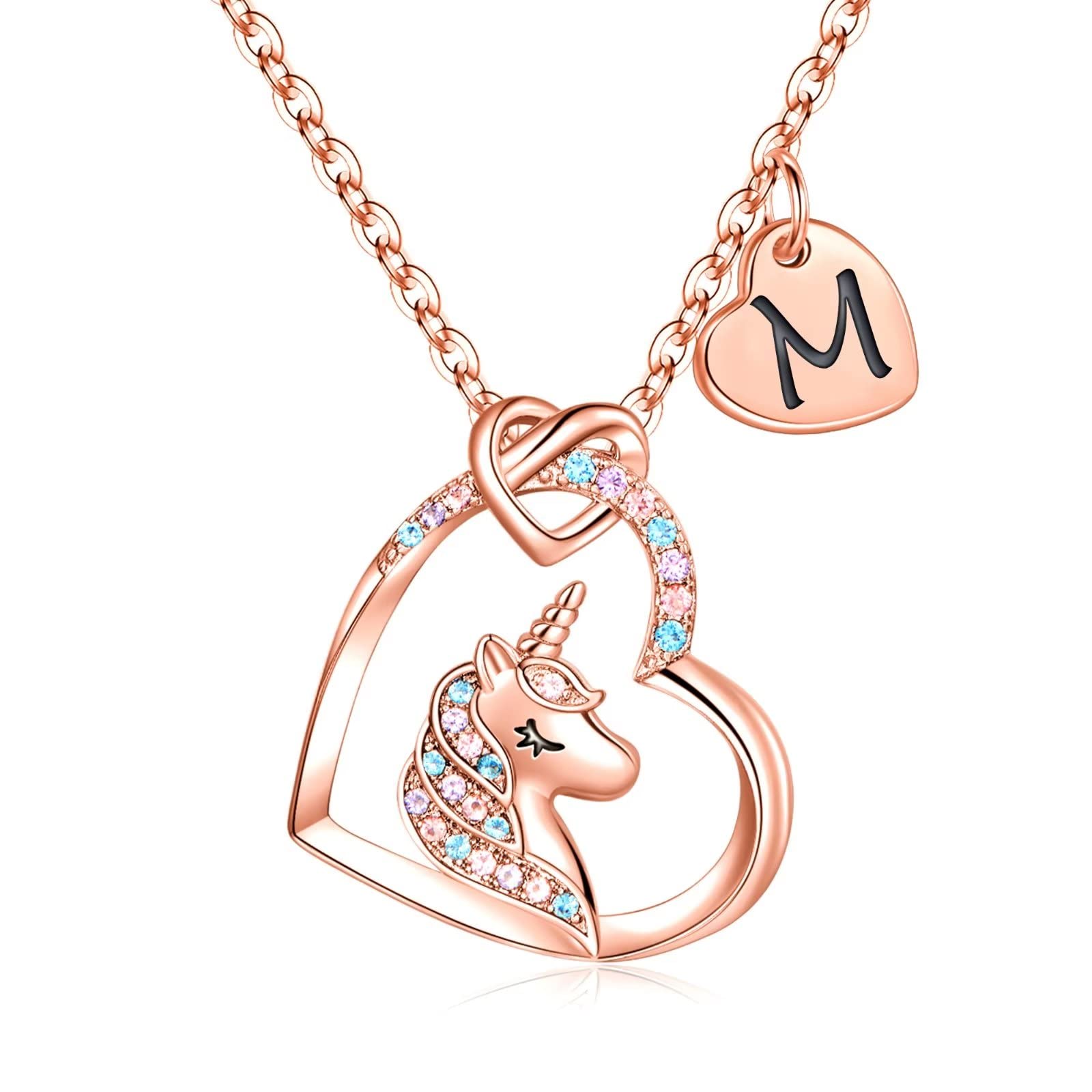STORUP Unicorn Necklace for Girls - Heart Initial Pendant Jewelry, Personalized Birthday Gifts for Kids & Teens | Perfect for Birthdays, Christmas & Special Occasions