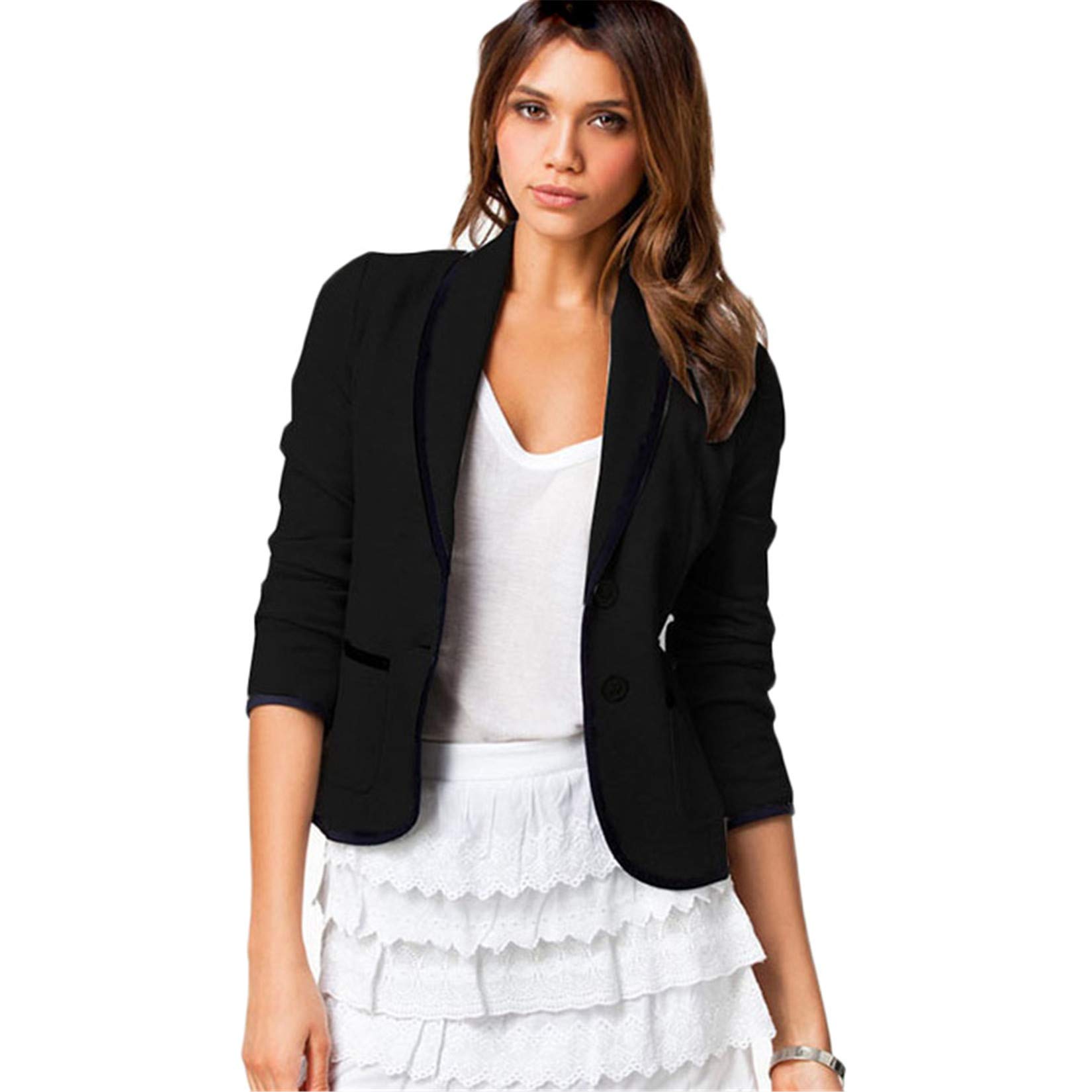 Andongnywell Women's Lightweight Blazer - Elegant Office Jacket for Work & Casual Wear