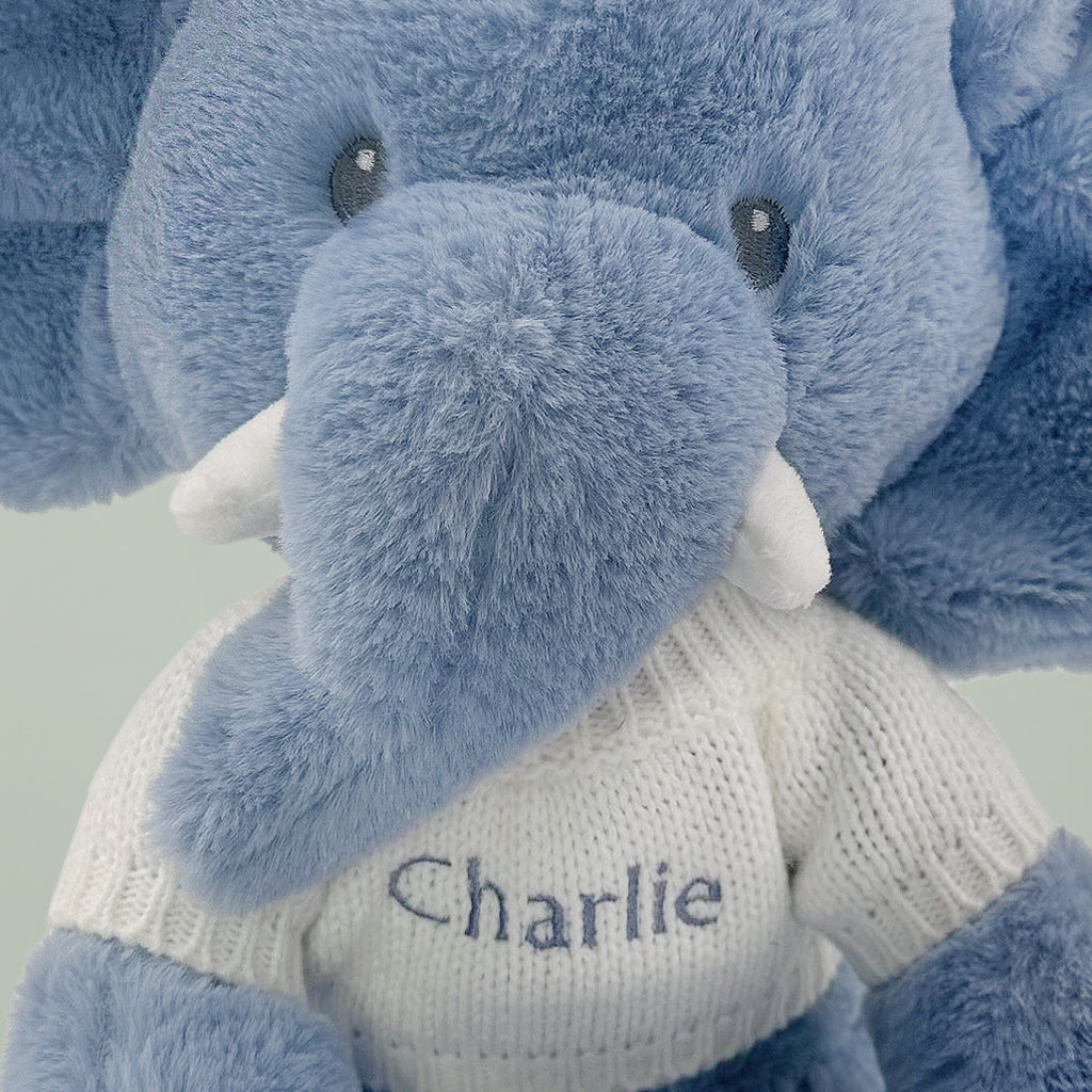 Personalized Esme Elephant Plush Toy with Snuggle Wrap - Soft White Stuffed Animal for Babies, Kids & Nursery Decor - Perfect for Cuddling, Gifts & Nursery Room Decorations