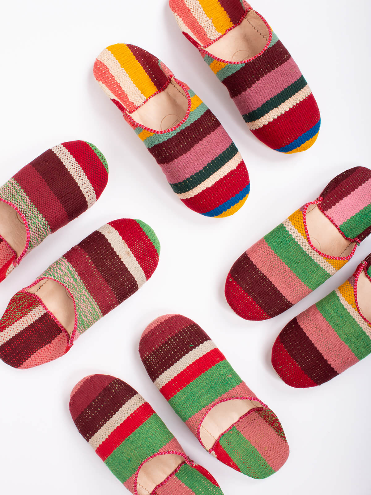 Authentic Moroccan Boujad Babouche Slippers - Handmade Leather House Shoes with Carnival Stripe Design | Perfect for Home, Lounge & Cultural Events