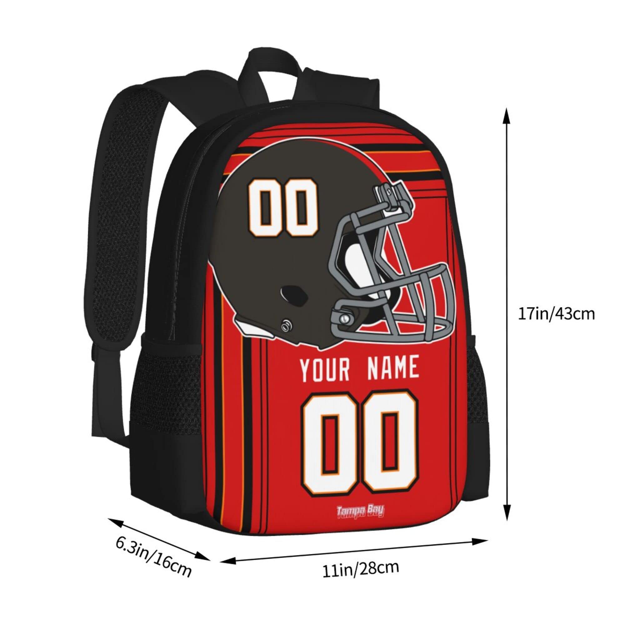 ANTKING Tampa Customized Backpack - High Capacity Personalized with Any Name & Number - Perfect Gift for Kids & Men - Ideal for School, Travel, Sports & Fan Gear