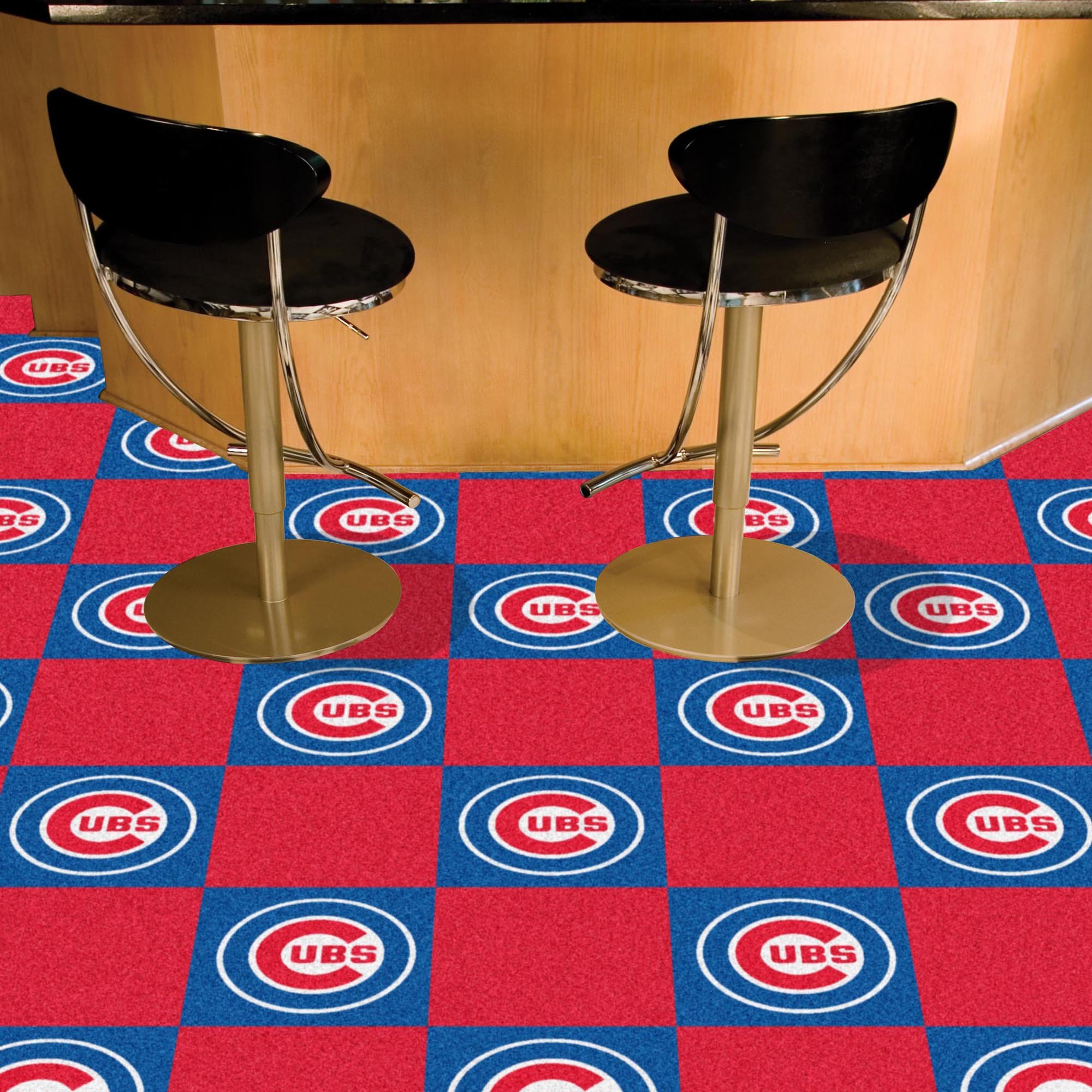 Fanmats 8578 MLB Chicago Cubs Nylon Carpet Tile - Officially Licensed Team Logo Floor Mat for Home, Office & Game Room Decor