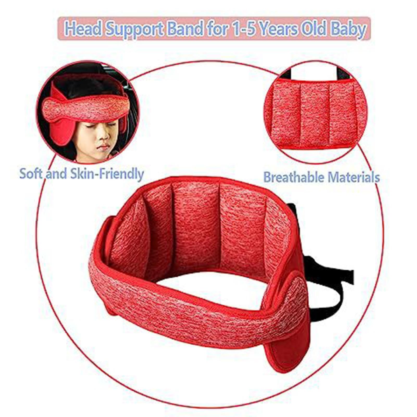 Car Headrest Pillow for Neck Support - Adjustable Safety Seat Strap for Pain Relief & Comfort - Perfect for Long Drives, Travel, and Baby Strollers