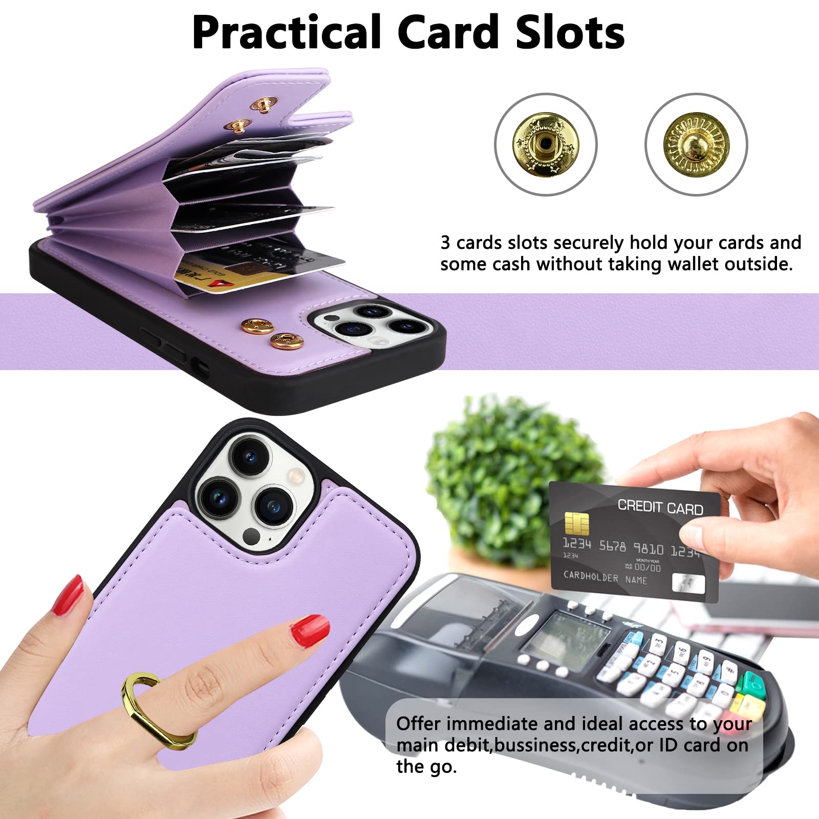 TopPerfekt iPhone 12/12 Pro Wallet Case with Card Holder & 360° Rotating Finger Ring Stand - RFID Blocking PU Leather Protective Flip Cover with Kickstand (6.1