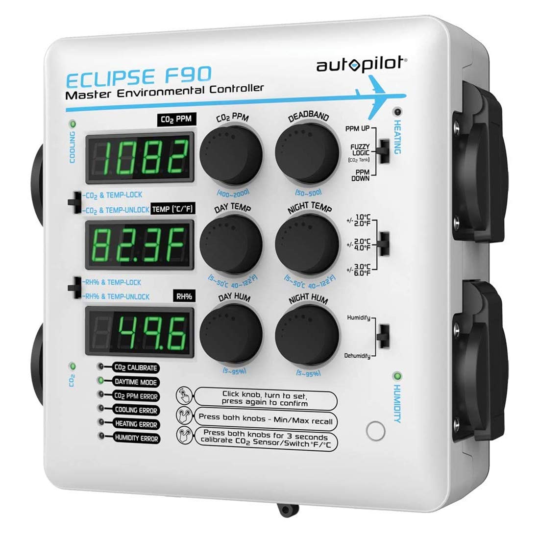 Hydrofarm Autopilot APE4200 Eclipse F90 Master Environmental Controller - Humidity, Temperature & CO2 Monitor for Grow Tents & Greenhouses - Perfect for Indoor Gardening & Hydroponics Systems