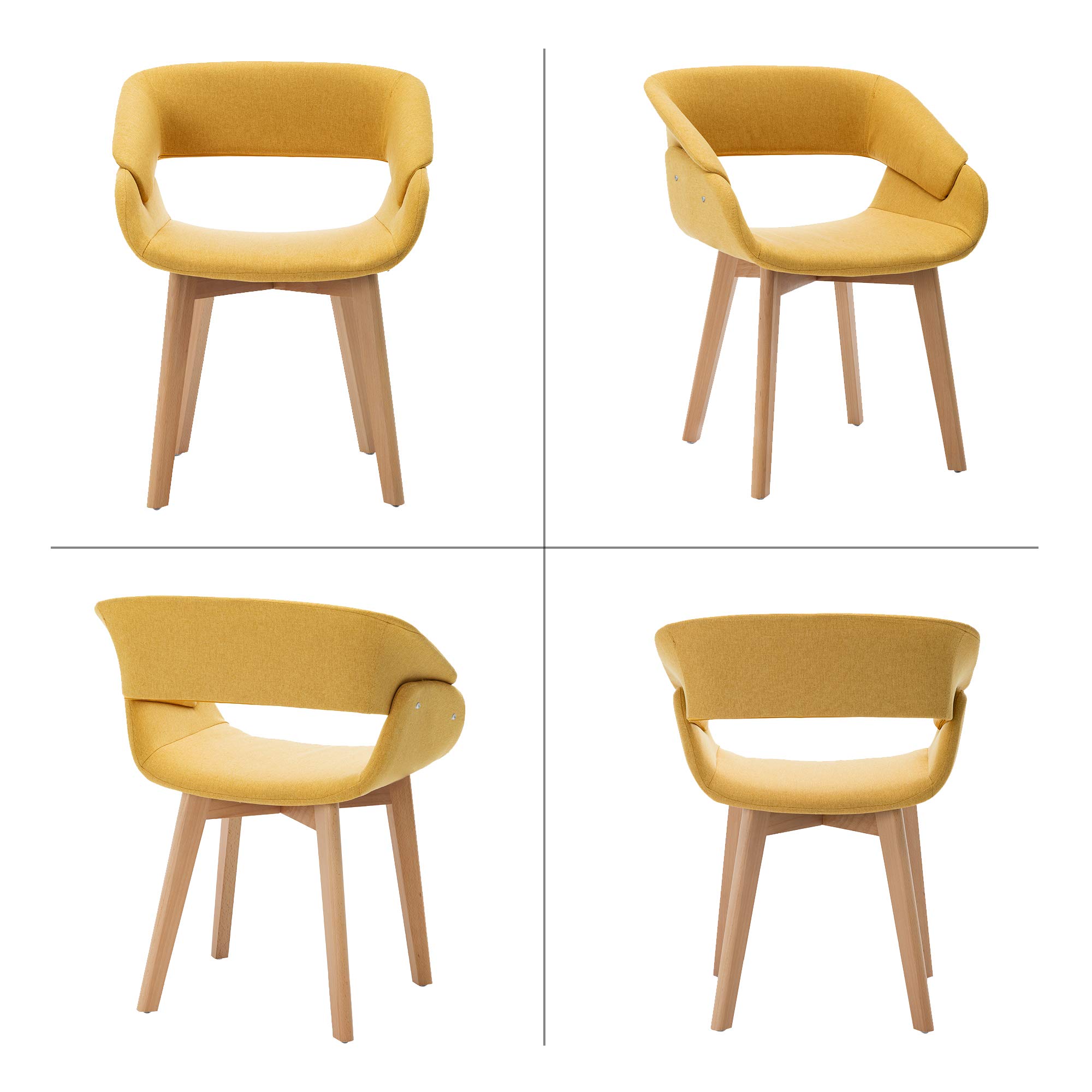 **Ivinta Dining Chairs Set of 2 - Modern Upholstered Fabric Kitchen Chairs with Solid Wood Legs, Accent Chairs for Living Room, Restaurant & Home Decor (Yellow) - Perfect for Dining, Entertaining & Small Spaces**