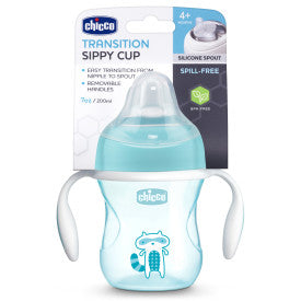 Chicco Silicone Spout Transition Sippy Cup 7oz for Babies 4 Months+ - BPA-Free Leak-Proof Training Cup for Smooth Transition from Bottle to Cup, Ideal for Home, Daycare & Travel