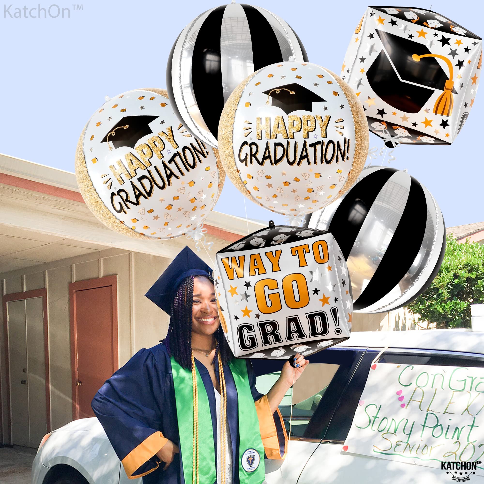 KatchOn Extra Large Graduation Banner - 72x44 Inch Class of 2025 Decorations | Blue & Black Grad Backdrop for High School & College Graduation Parties, Photo Booths & Commencement Celebrations