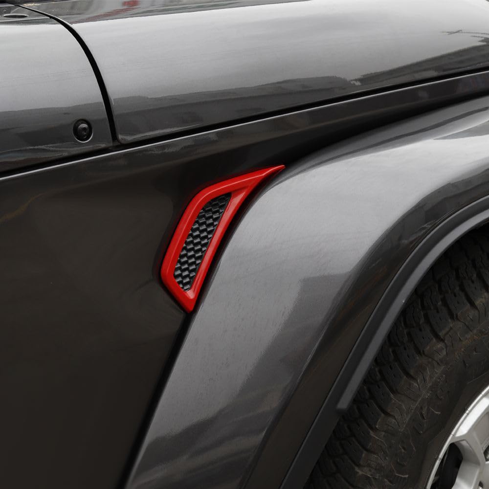 JeCar Fender Air Vent Trim - Exterior Accessories for Jeep Wrangler 2018-2023 JL/JLU & Gladiator JT - Red - Upgrade Your Off-Road Vehicle Style for Trail Adventures & Urban Driving