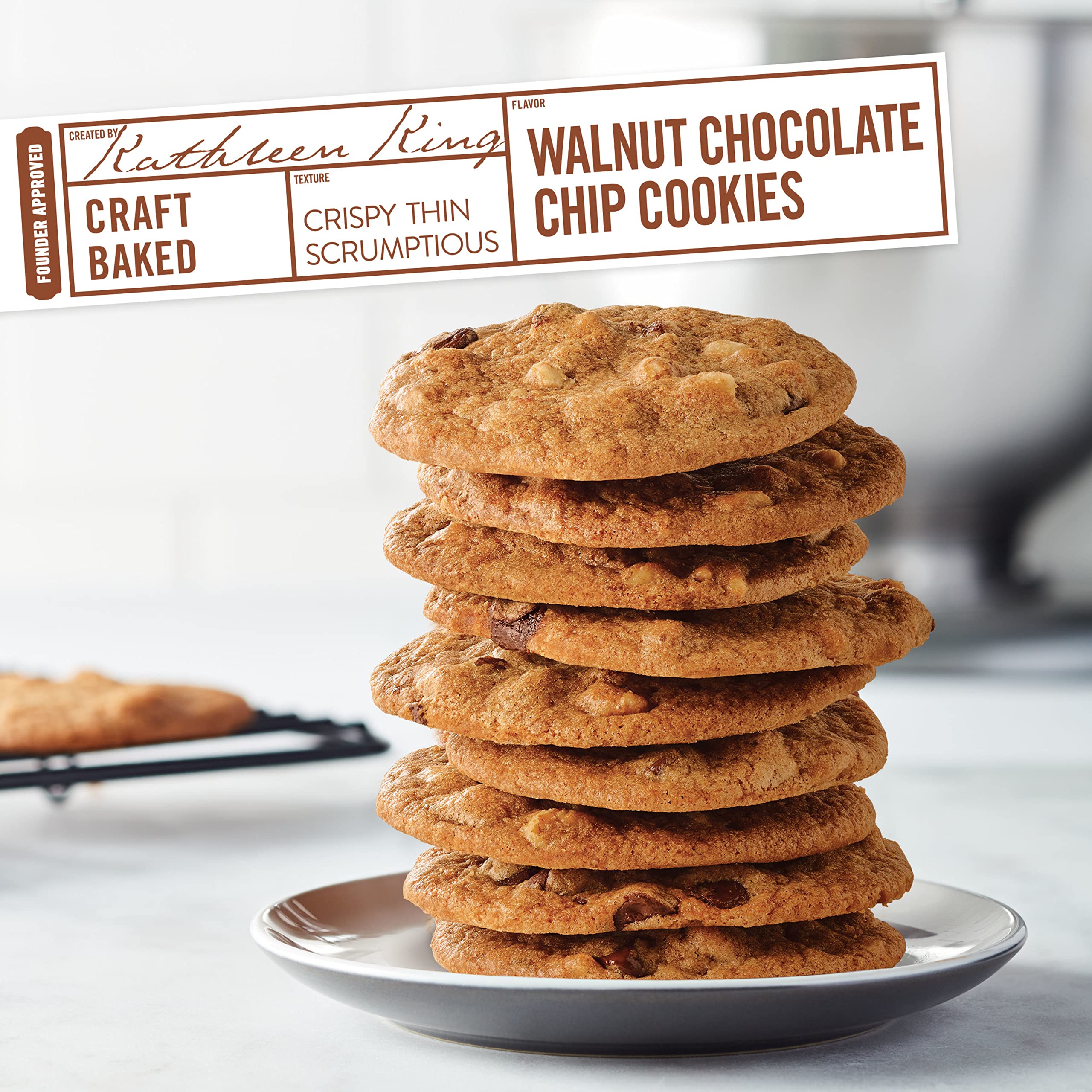 Tate's Bake Shop Walnut Chocolate Chip Cookies - 7 oz Pack | Crunchy Homemade Style Cookies with Walnuts & Chocolate Chips | Perfect for Snacking, Gifts & Party Desserts