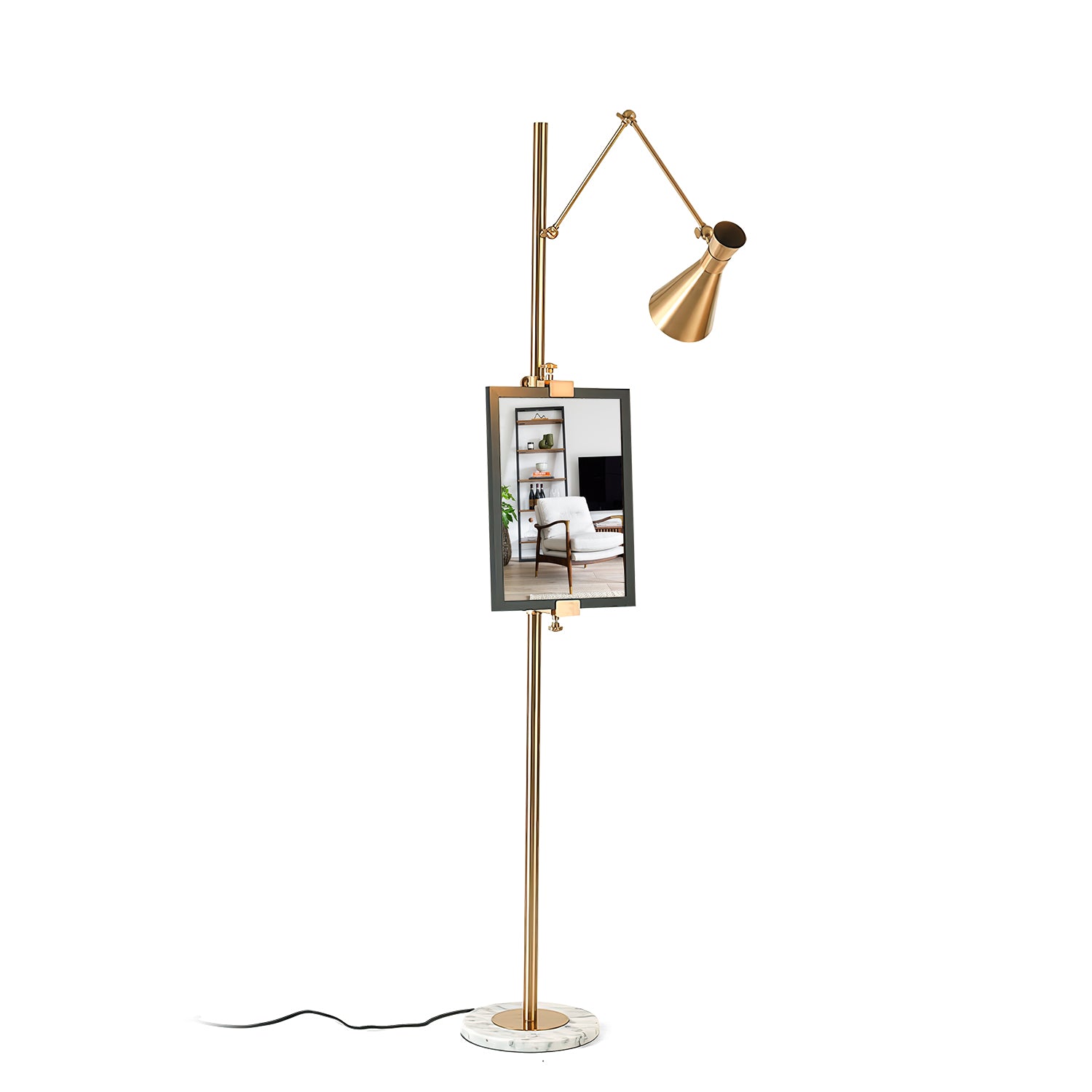 Modern Floor Lamp with Sturdy Frame Support - Adjustable Brightness for Living Room, Bedroom, or Office Lighting