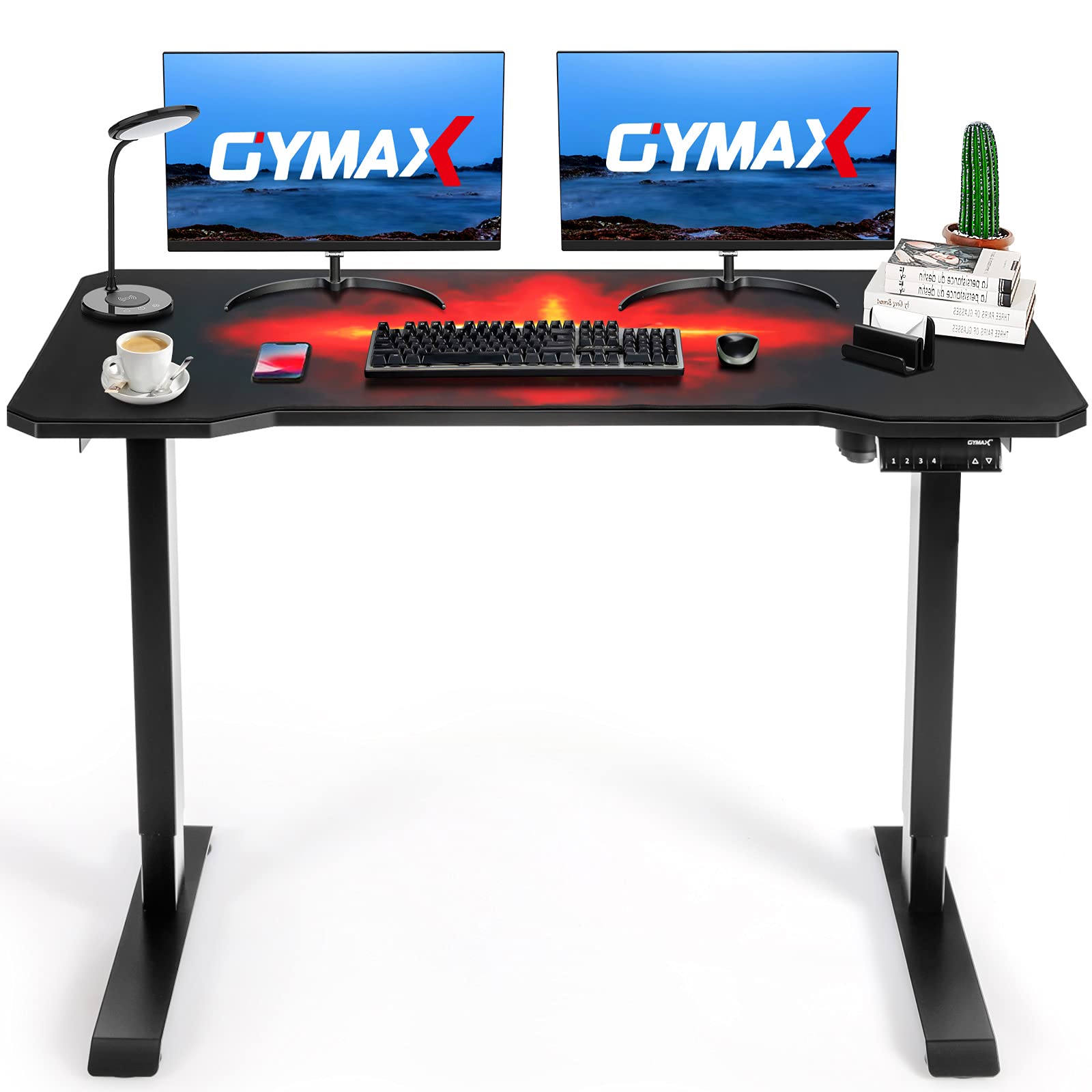 GYMAX 48 x 24 Inch Electric Standing Desk with Memory Controller - Adjustable Height Computer Workstation, Fully Covered Mouse Pad - Ergonomic Sit Stand Desk for Home Office, Gaming & Remote Work Setup