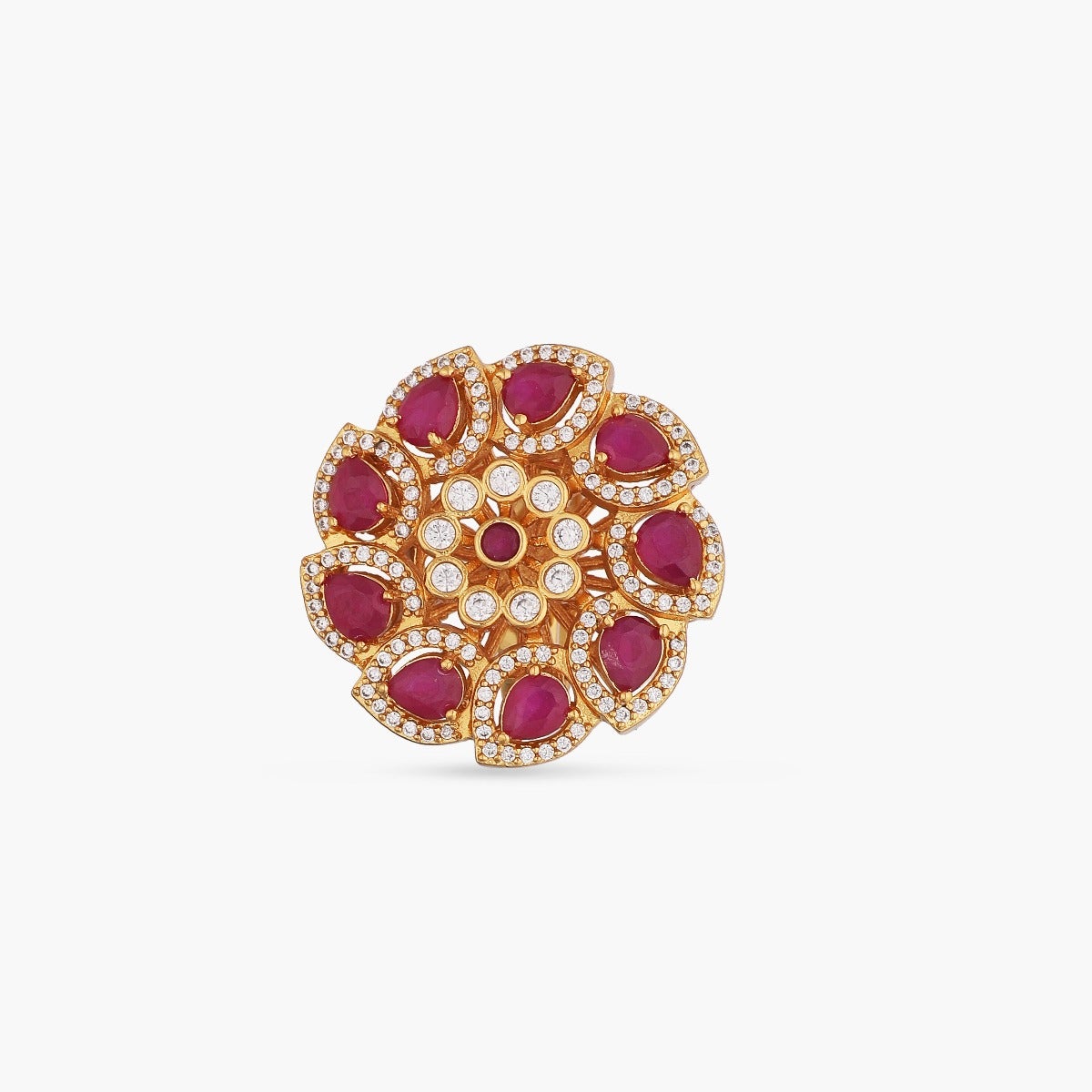 Zia Floral CZ Cocktail Ring for Women - Elegant Cubic Zirconia Statement Ring for Parties, Weddings & Evening Events